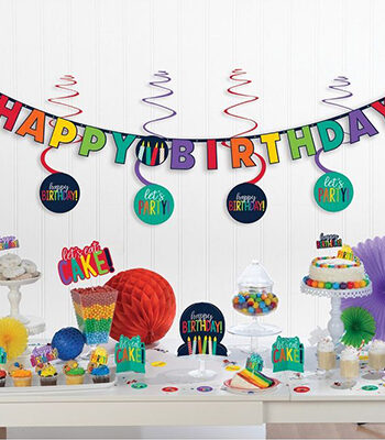 Mini Decorating Kit Birthday Accessories Rainbow Paper 37 τεμ