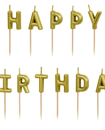 Κεράκια happy birthday χρυσά (2,5cm)